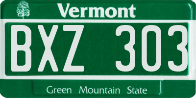 VT license plate BXZ303