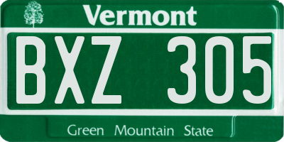 VT license plate BXZ305