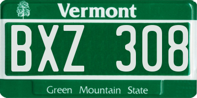 VT license plate BXZ308