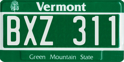 VT license plate BXZ311