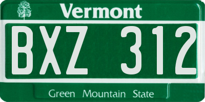 VT license plate BXZ312