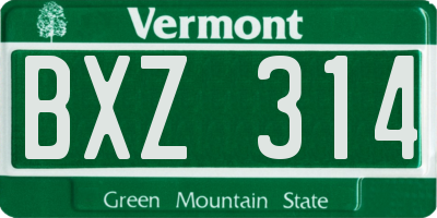 VT license plate BXZ314