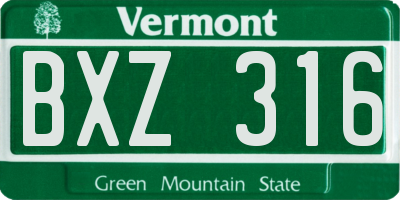 VT license plate BXZ316