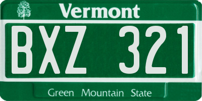VT license plate BXZ321