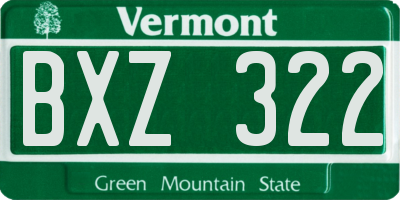 VT license plate BXZ322