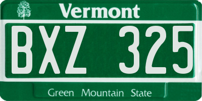 VT license plate BXZ325