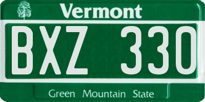 VT license plate BXZ330
