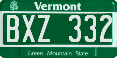 VT license plate BXZ332
