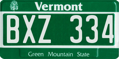 VT license plate BXZ334