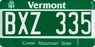 VT license plate BXZ335