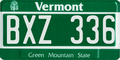 VT license plate BXZ336