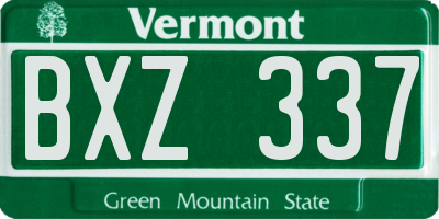 VT license plate BXZ337