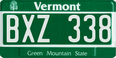 VT license plate BXZ338