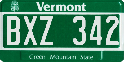VT license plate BXZ342