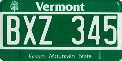 VT license plate BXZ345