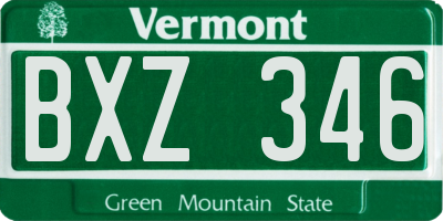 VT license plate BXZ346