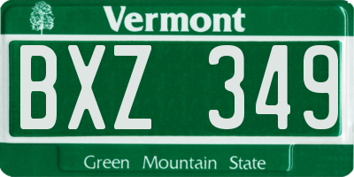 VT license plate BXZ349