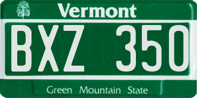 VT license plate BXZ350