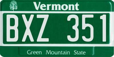 VT license plate BXZ351
