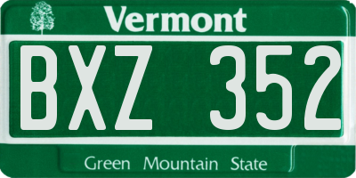 VT license plate BXZ352