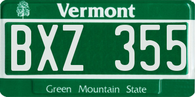VT license plate BXZ355