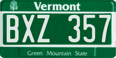 VT license plate BXZ357