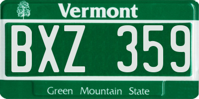 VT license plate BXZ359