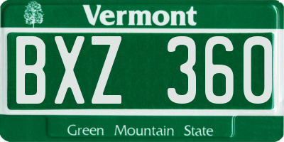 VT license plate BXZ360