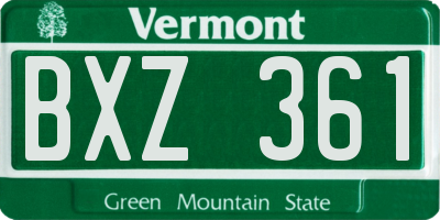 VT license plate BXZ361