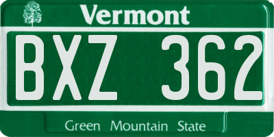 VT license plate BXZ362