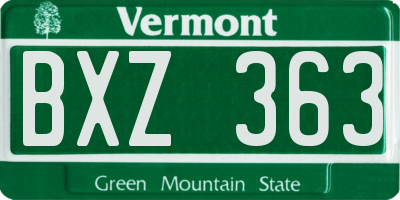 VT license plate BXZ363