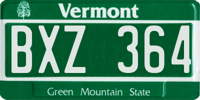 VT license plate BXZ364