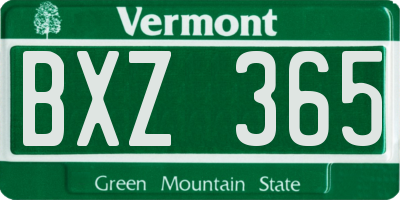 VT license plate BXZ365