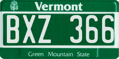 VT license plate BXZ366