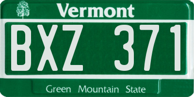 VT license plate BXZ371