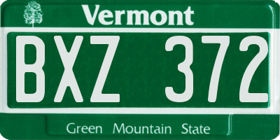 VT license plate BXZ372
