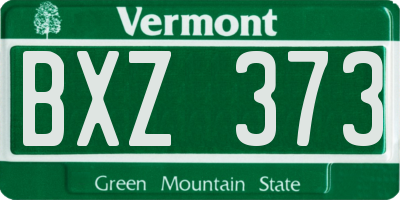 VT license plate BXZ373