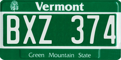VT license plate BXZ374
