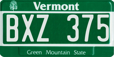 VT license plate BXZ375