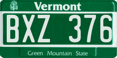 VT license plate BXZ376