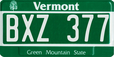 VT license plate BXZ377