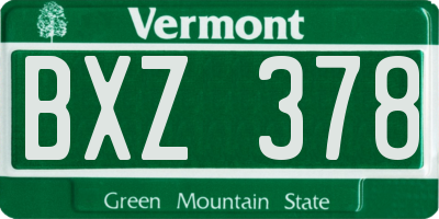 VT license plate BXZ378