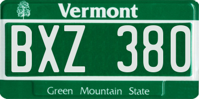 VT license plate BXZ380