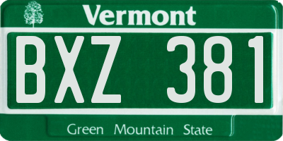 VT license plate BXZ381