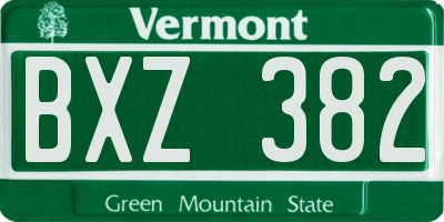 VT license plate BXZ382