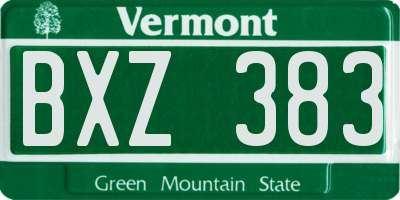VT license plate BXZ383