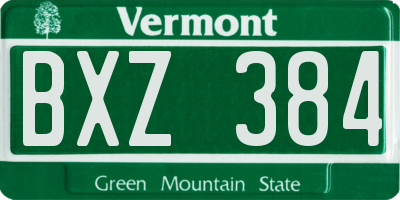 VT license plate BXZ384