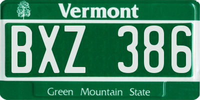 VT license plate BXZ386