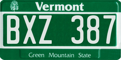 VT license plate BXZ387