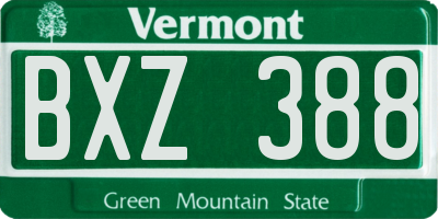 VT license plate BXZ388